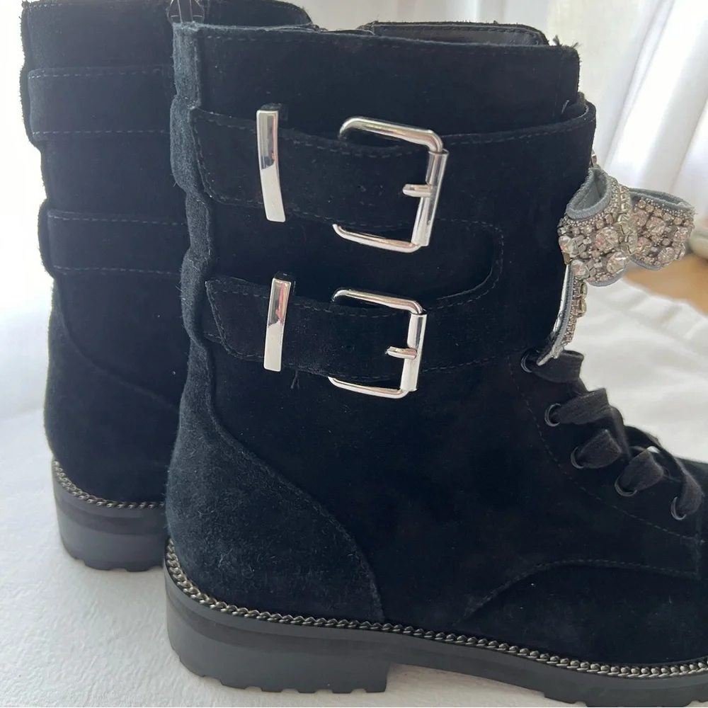 Kurt Geiger London Women’s Sutton Bow Suede Combat Boot Size 5.5 New - Picture 9 of 12